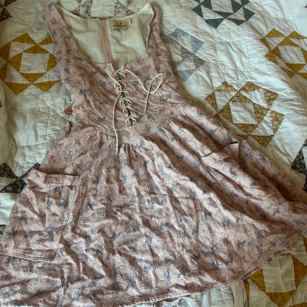 Fashion Brand Company Pink Lace-Up Mini Dress